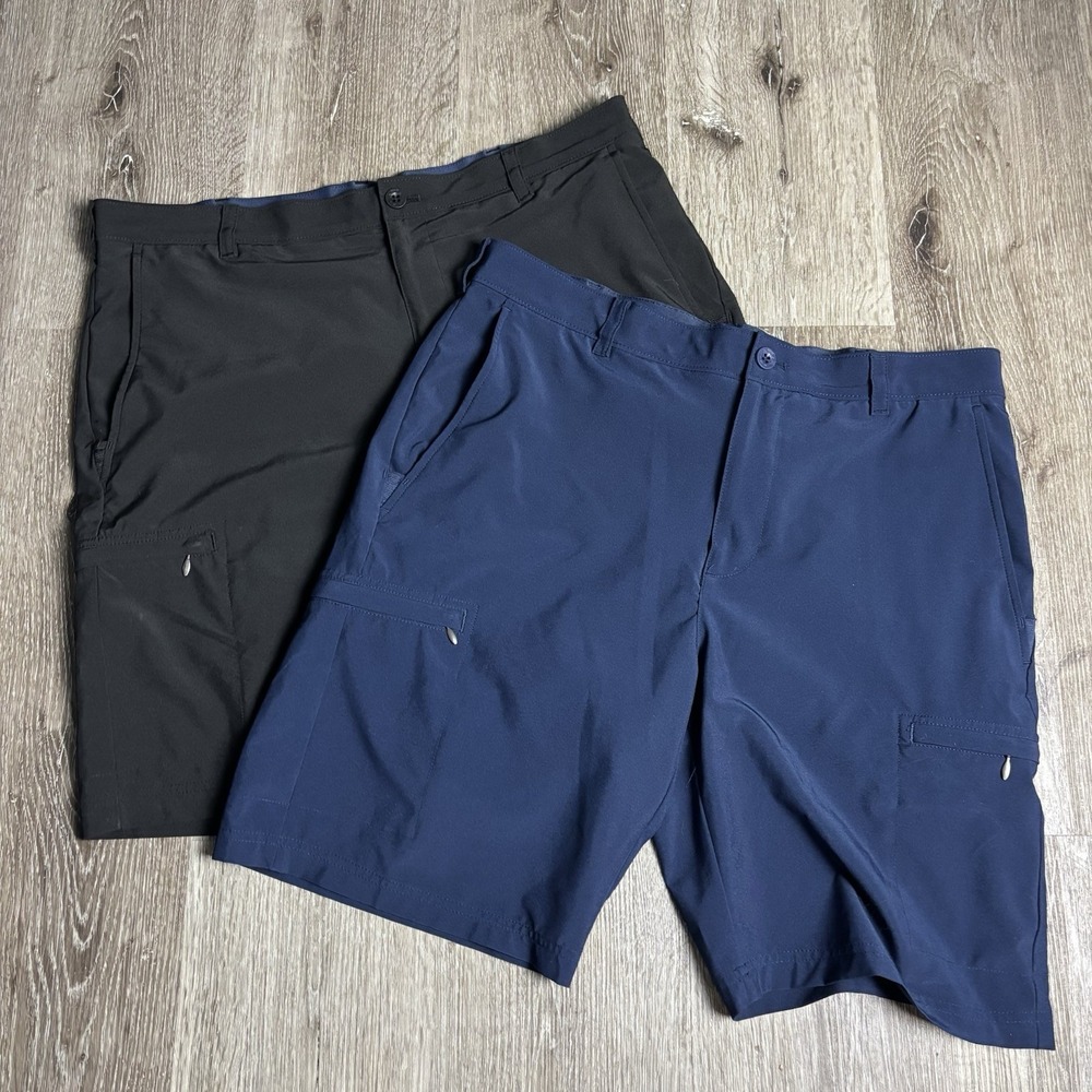 IZOD GOLF Mens 34‎ Navy/Black Flat Front Cargo  Shorts Performance Stretch Lot-2